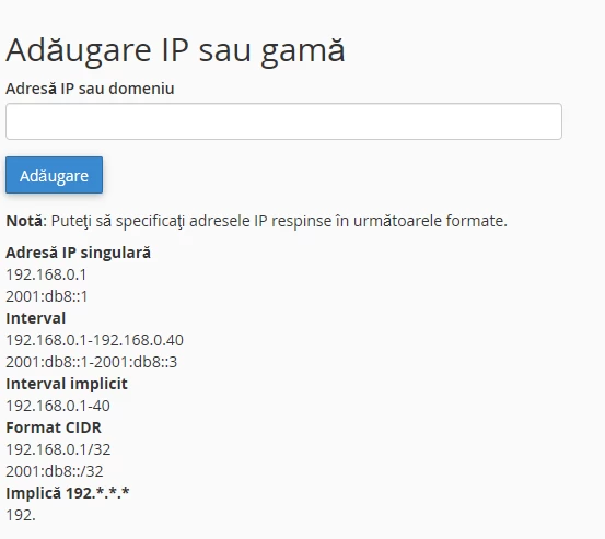 Adaugarea unui ip sau nume de domeniu