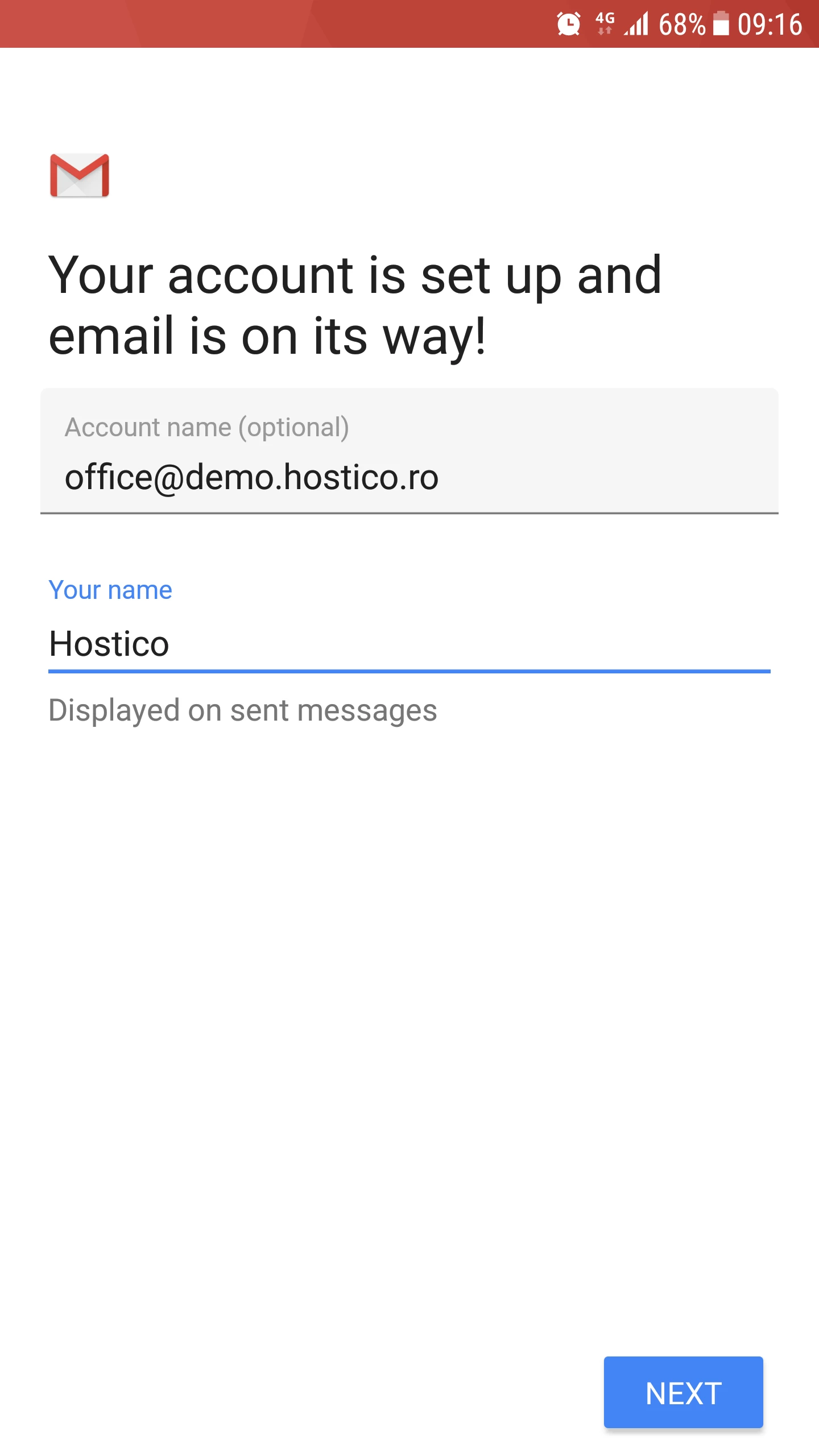 Votre compte est configuré par e-mail