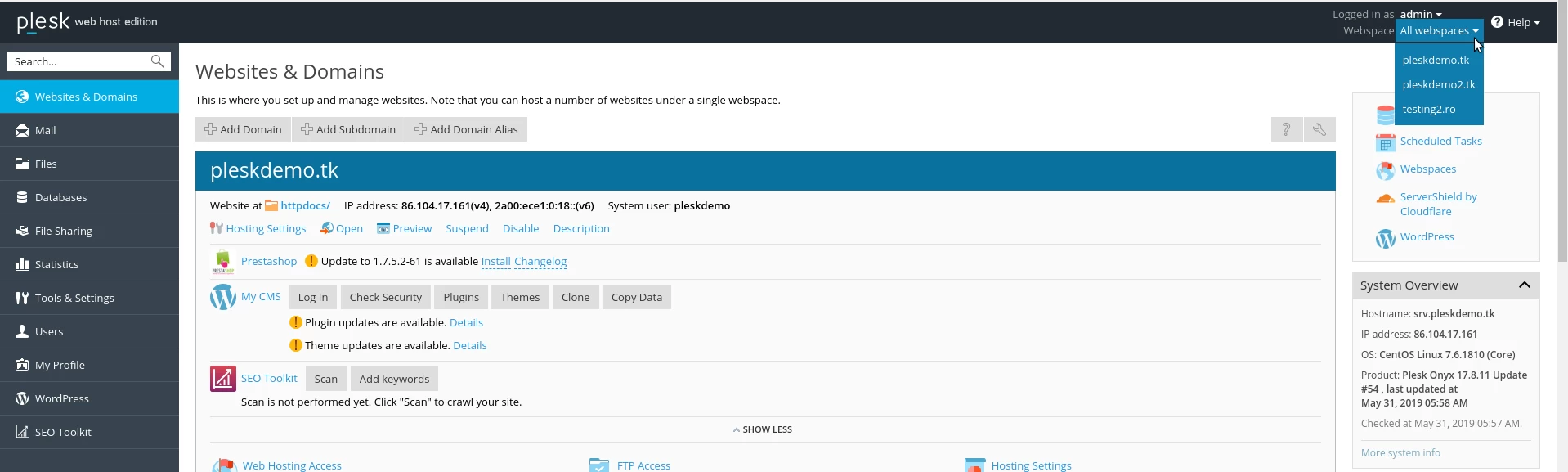 Websites Domain Plesk