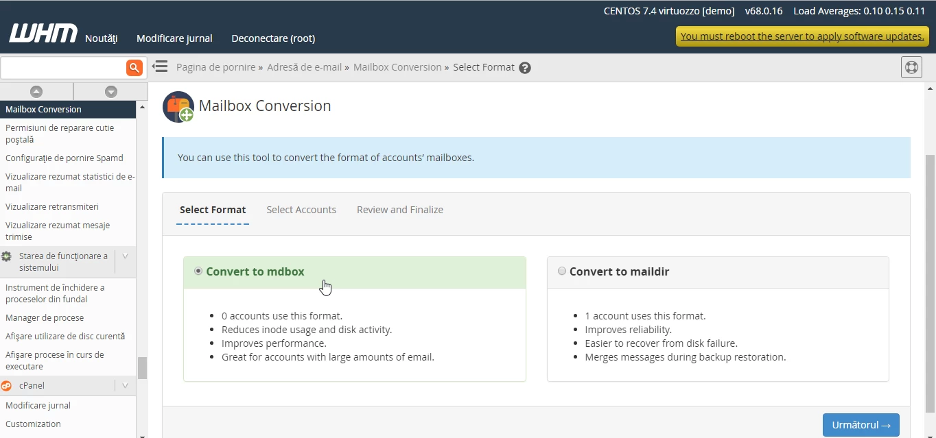 Accesare casuta Convert to mdbox