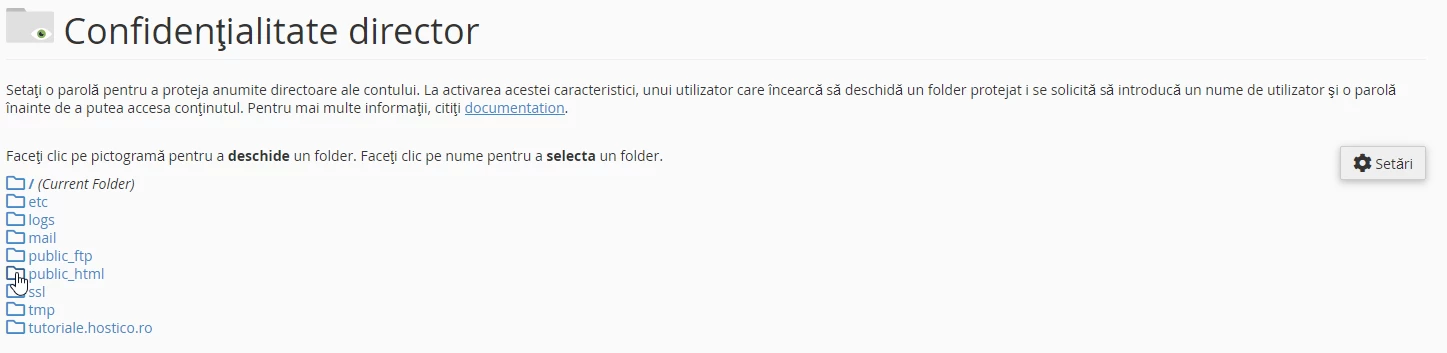Setare parolă pe un director de cont
