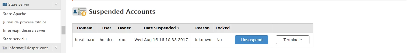 Conturi suspendate panou WHM