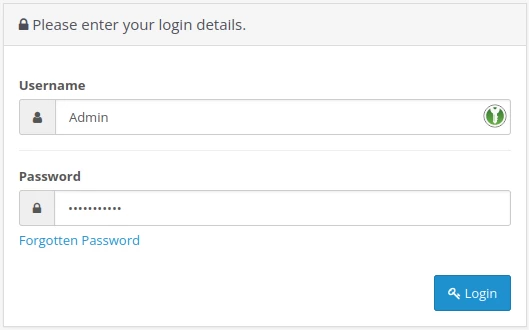 Logare admin Opencart